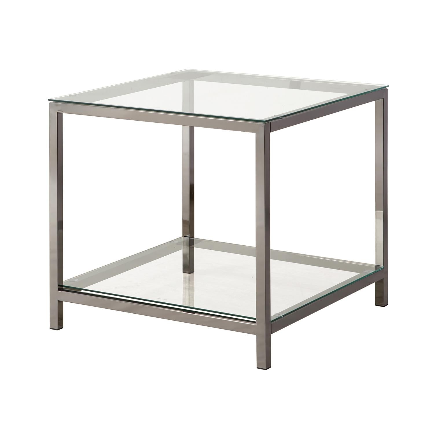 Coaster Furniture Trini 720227 1-shelf Glass Top Side End Table - Black Nickel IMAGE 1